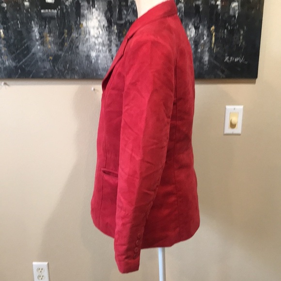 Nygard Red Zipper Front Soft Faux Suede Jacket w/Front Pockets and Wide Lapel-12 - Picture 3 of 16